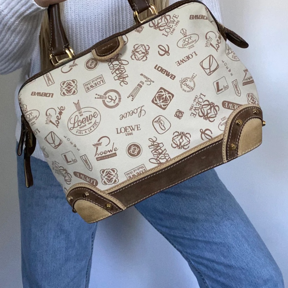 Loewe RARE & AUTHENTICATED Bowling Bag / Satchel. Leather and canvas